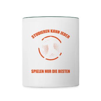 Studieren Kann Jeder Völkerball Spielen Nur Besten - Tasse zweifarbig - Weiß/Dunkelgrün - Vorne