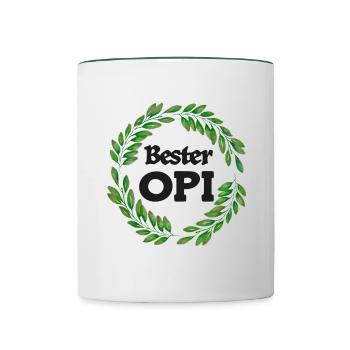 Bester Opi Grosspapi Opa Schweizer Opi Großpapa - Tasse zweifarbig - Weiß/Dunkelgrün - Vorne