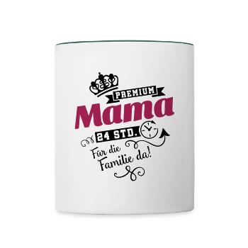 Premium Mama Muttertag - Tasse zweifarbig - Weiß/Dunkelgrün - Vorne