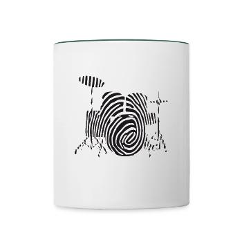 Drum Fingerabdruck - Tasse zweifarbig - Weiß/Dunkelgrün - Vorne