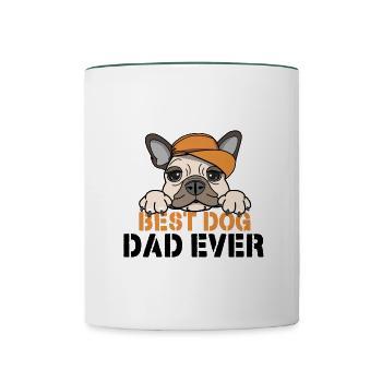 Bester Hunde Papa Geschenk Herrchen Hundebesitzer - Tasse zweifarbig - Weiß/Dunkelgrün - Vorne