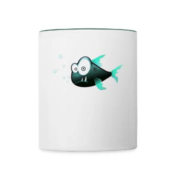 T-shirt de poisson drôle - Mug contrasté - blanc/vert foncé - Devant