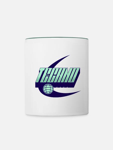 Techno - Tasse zweifarbig - Weiß/Dunkelgrün