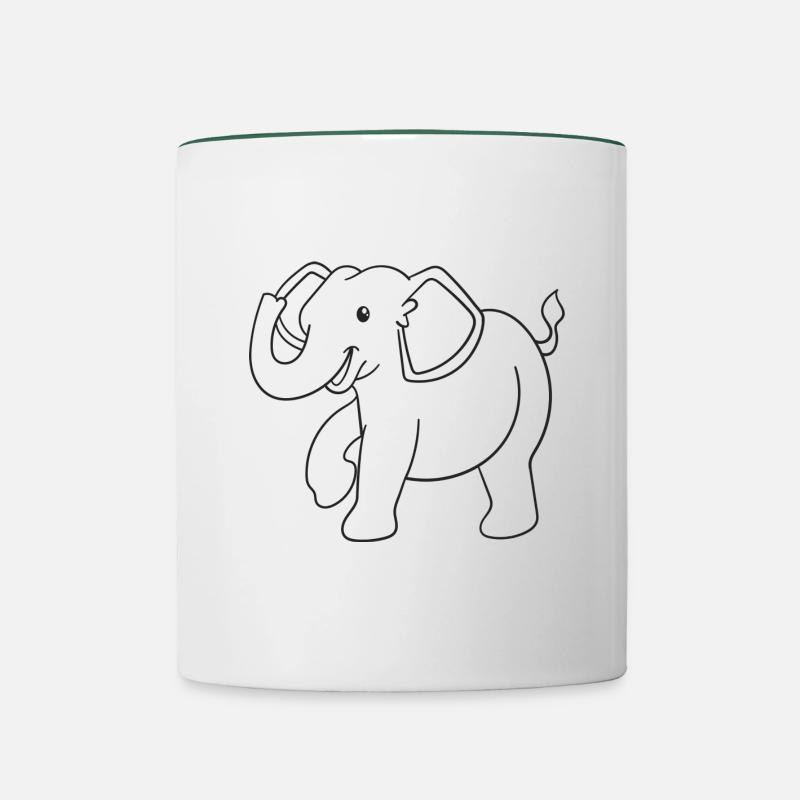Elefant, Elefanten, Geschenk, Geschenkidee - Tasse zweifarbig - Weiß/Dunkelgrün