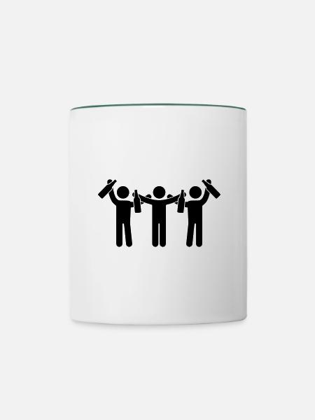 party boys icon - Tasse zweifarbig - Weiß/Dunkelgrün