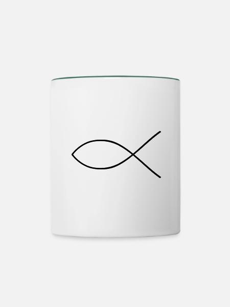 jesus fisch symbol - Tasse zweifarbig - Weiß/Dunkelgrün