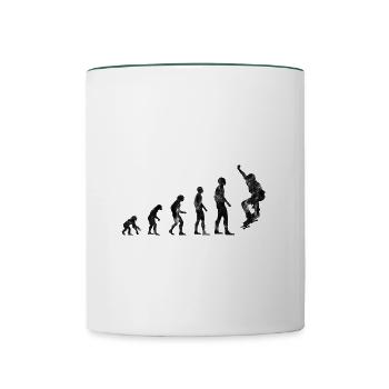 Evolution Skateboarder Skateboard Skater Skate - Tasse zweifarbig - Weiß/Dunkelgrün - Vorne