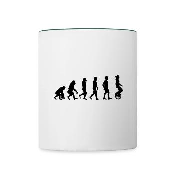 Unicycle Evolution Cycling Unicyclist Unicycle Ba - Contrasting Mug - white/dark green - Front