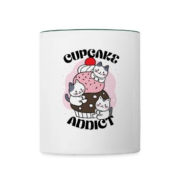 Cupcake addict - Tasse zweifarbig - Weiß/Dunkelgrün - Vorne