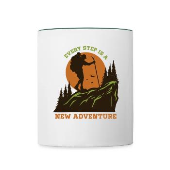 Every step is a new adventure - Contrasting Mug - white/dark green - Front
