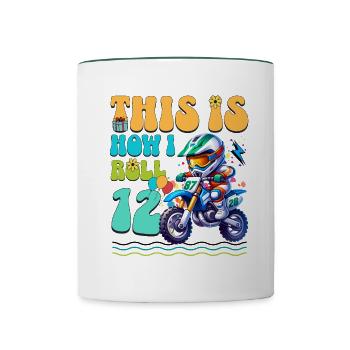 Motocross 12th Birthday - Contrasting Mug - white/dark green - Front