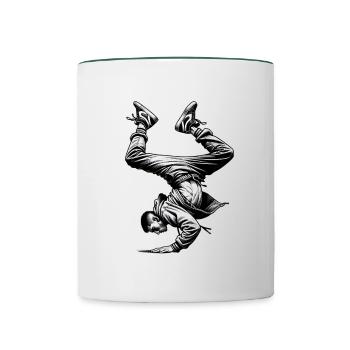 Breakdancing - Contrasting Mug - white/dark green - Front