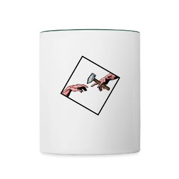 blacksmith forge anvil metal worker metal - Contrasting Mug - white/dark green - Front