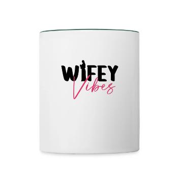 Wifey Vibes - Bride Bachelorette Party JGA - Mug contrasté - blanc/vert foncé - Devant