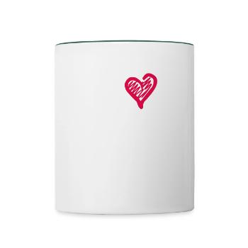Ich liebe die Berge - Tasse zweifarbig - Weiß/Dunkelgrün - Vorne