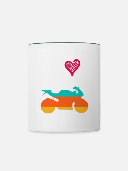 Retro-Motorrad - Tasse zweifarbig - Weiß/Dunkelgrün