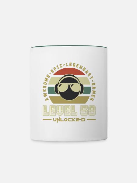 Stufe 58 - Tasse zweifarbig - Weiß/Dunkelgrün