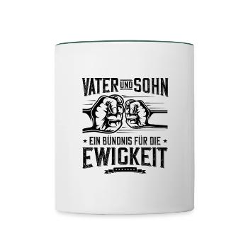 père fils éternité poing - Mug contrasté - blanc/vert foncé - Devant