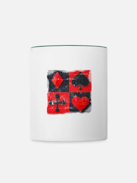Poker Symbol As - Tasse zweifarbig - Weiß/Dunkelgrün
