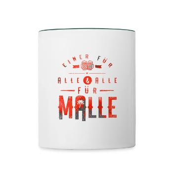 Malle Spruch Party - Tasse zweifarbig - Weiß/Dunkelgrün - Vorne