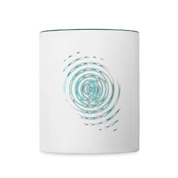Ondes bleues noires inversées - Mug contrasté - blanc/vert foncé - Devant