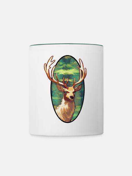 Junger Hirsch - Tasse zweifarbig - Weiß/Dunkelgrün
