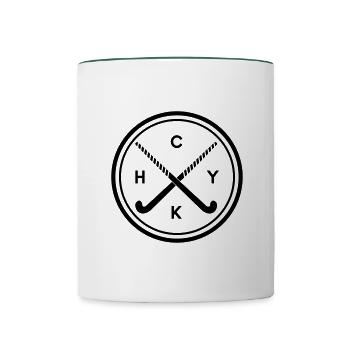 Cadeau de hockey sur gazon cercle - Mug contrasté - blanc/vert foncé - Devant