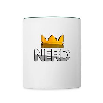 NERD + King Crown - Gaming - Tasse zweifarbig - Weiß/Dunkelgrün - Vorne
