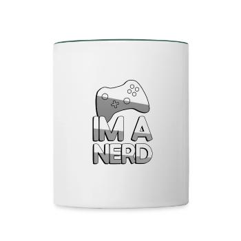 IM A NERD + Contrôleur - Jeux - Mug contrasté - blanc/vert foncé - Devant