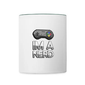 Manette IM A NERD + SNES - Jeux - Mug contrasté - blanc/vert foncé - Devant