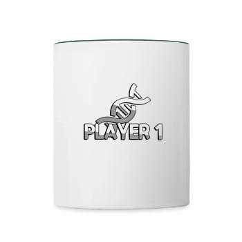 PLAYER 1 + DNA - Gaming - Contrasting Mug - white/dark green - Front