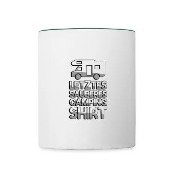 LETZTER SAUBERER CAMPING SHIRT Wohnwagen - Camping - Tasse zweifarbig - Weiß/Dunkelgrün - Vorne