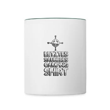 LETZTER SAUBERER CAMPING SHIRT + Kompass - Camping - Tasse zweifarbig - Weiß/Dunkelgrün - Vorne