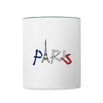 Paris France T-shirt - Mug contrasté - blanc/vert foncé - Devant