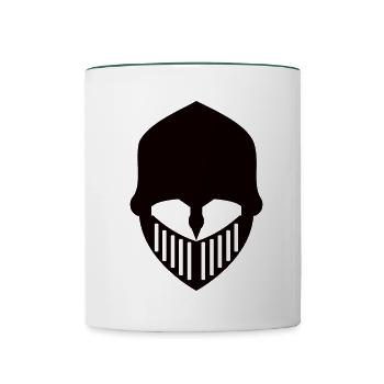 Ritterhelm Design - schwarzer Ritter - Tasse zweifarbig - Weiß/Dunkelgrün - Vorne