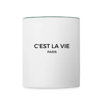 cestl la vie - Mug contrasté - blanc/vert foncé - Devant