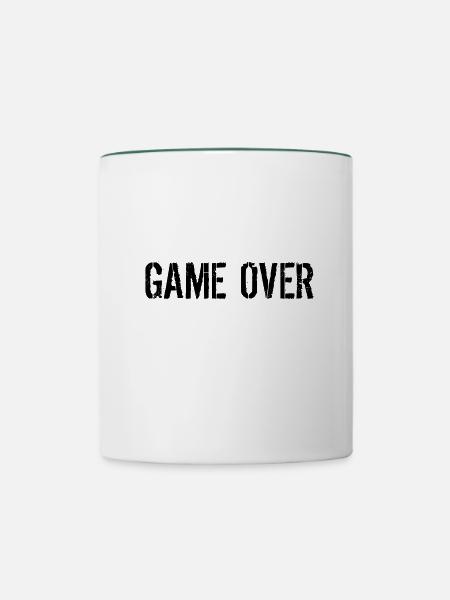 Game over - Tasse zweifarbig - Weiß/Dunkelgrün