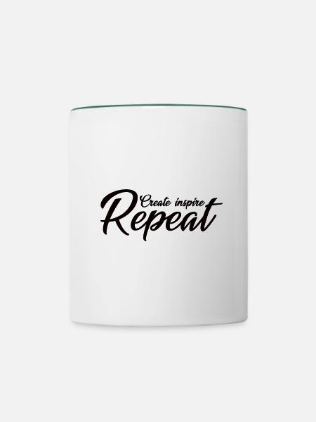 create inspire repeat - Tasse zweifarbig - Weiß/Dunkelgrün