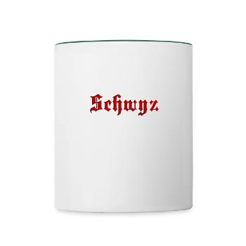 Kanton Schwyz - Tasse zweifarbig - Weiß/Dunkelgrün - Vorne