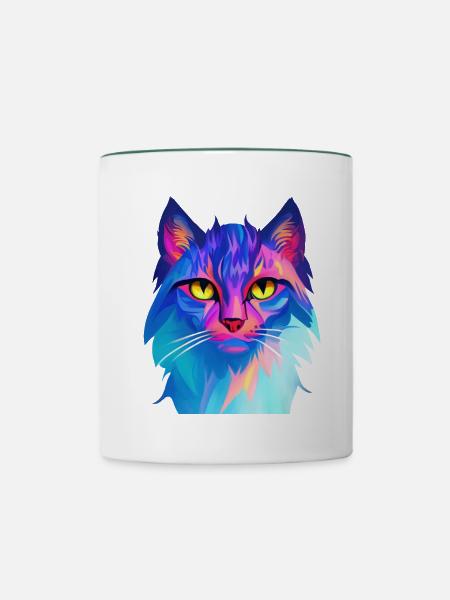 Katze Bunt - Tasse zweifarbig - Weiß/Dunkelgrün