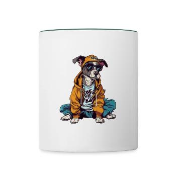 Street-Style Schnauzer - Tasse zweifarbig - Weiß/Dunkelgrün - Vorne