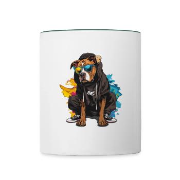 Hip-Hop Hündchen - Tasse zweifarbig - Weiß/Dunkelgrün - Vorne