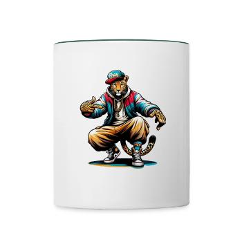 Hip-Hop Leopard Style - Tasse zweifarbig - Weiß/Dunkelgrün - Vorne