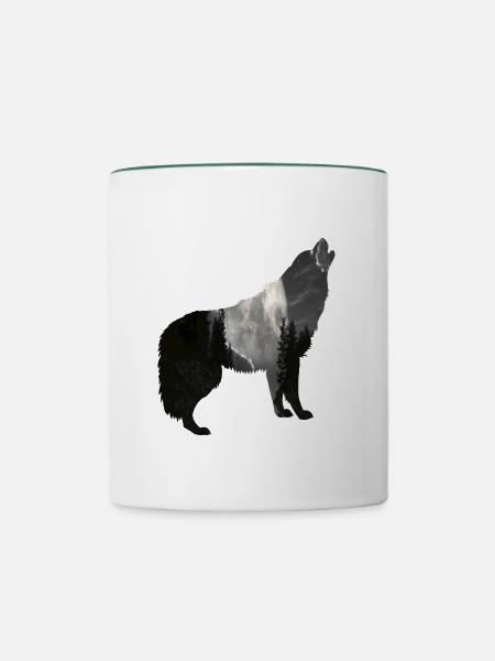 Wolf Moon - Tasse zweifarbig - Weiß/Dunkelgrün