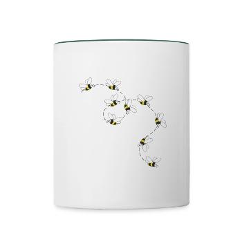 Les abeilles volent - Mug contrasté - blanc/vert foncé - Devant