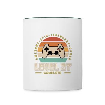 Level 27 years old - Contrasting Mug - white/dark green - Front