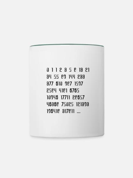 Fibonacci Zahlenfolge - Tasse zweifarbig - Weiß/Dunkelgrün