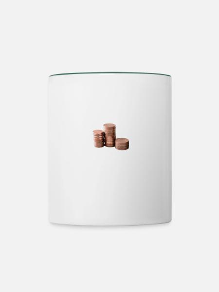 Münzen - Tasse zweifarbig - Weiß/Dunkelgrün
