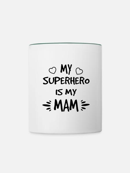 My Superhero Mam schwarz - Tasse zweifarbig - Weiß/Dunkelgrün