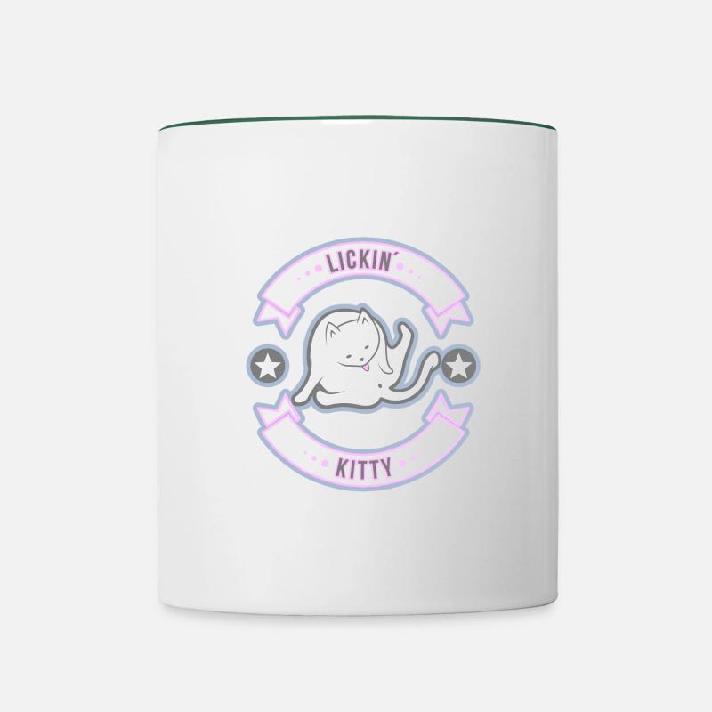 Lickin 'Kitty Superstar - Contrasting Mug - white/dark green